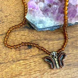 Vintage Y2K Claire’s Butterfly Beaded Choker
